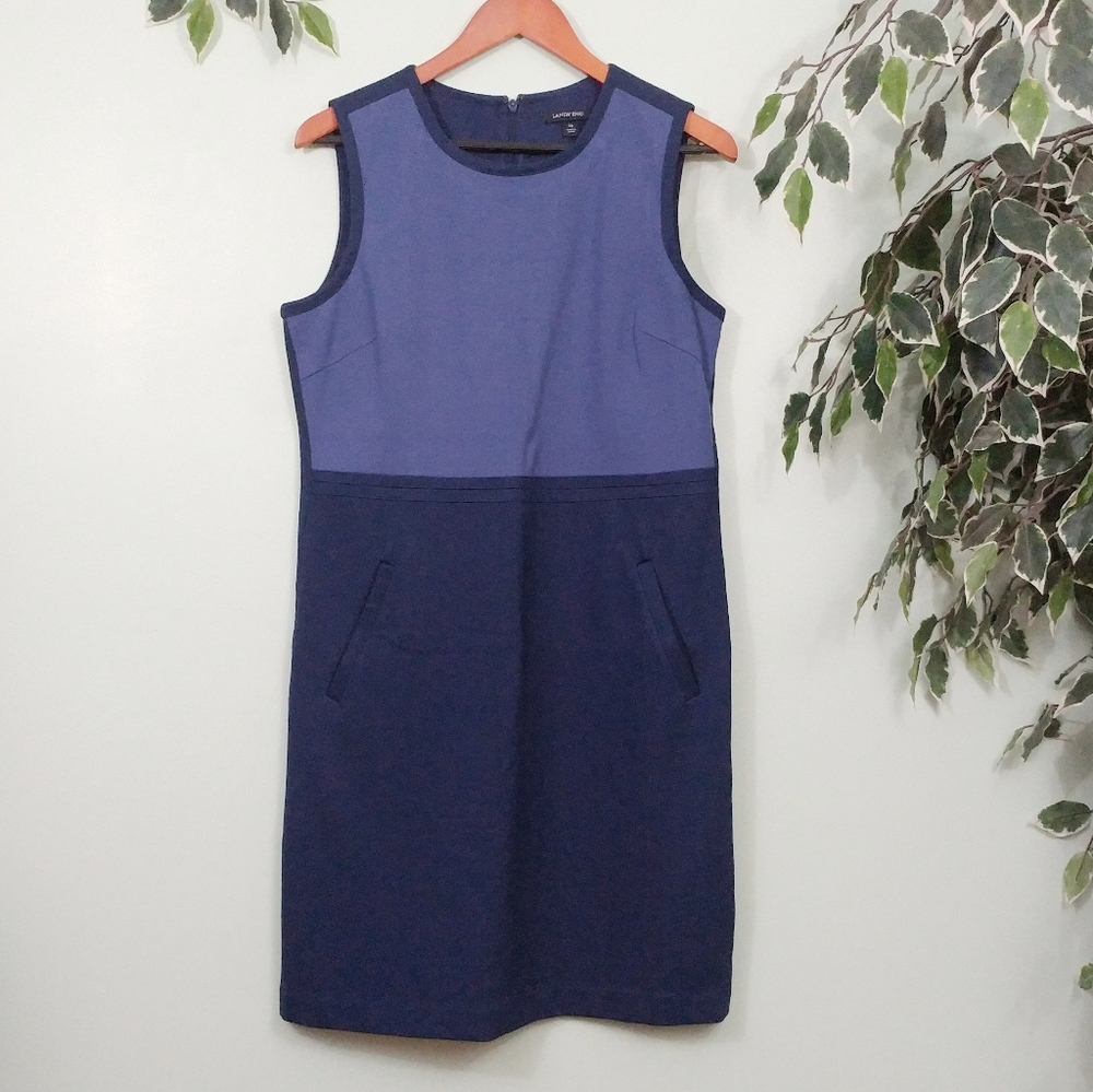 Lands End Two Toned Blue Sheath Dress